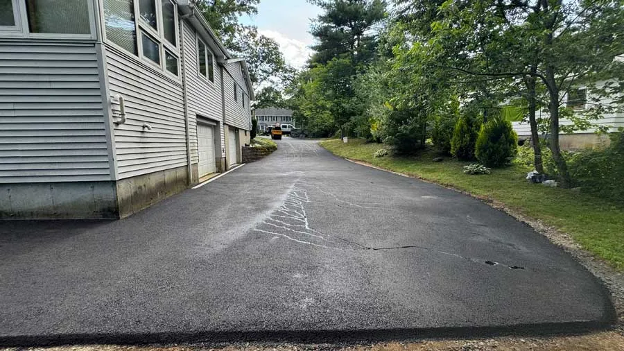 Back view of the Driveway replaced in Milford, MA