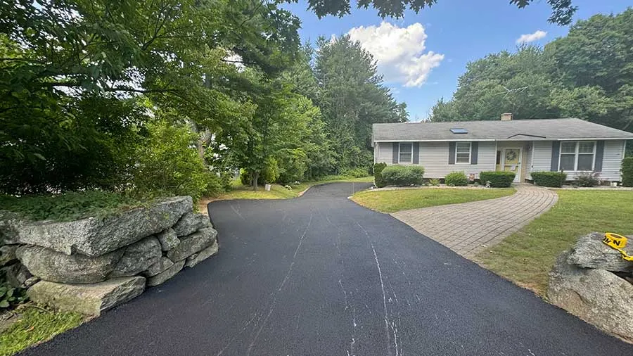 View of the finished driveway in Milford, MA