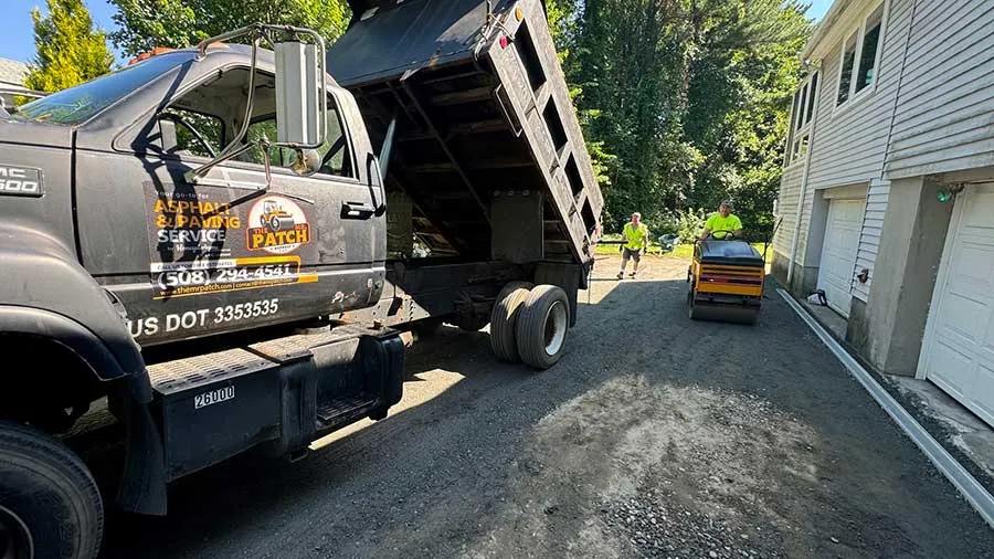 Our team working on the Driveway Replacement in Milford, MA