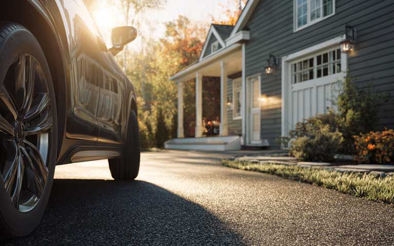 Car parked in a new Asphalt Driveway